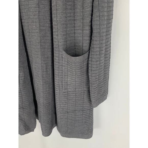 QED London Longline Open Front Cardigan Womens XS Grey Pockets New Long Sleeves - Picture 2 of 7